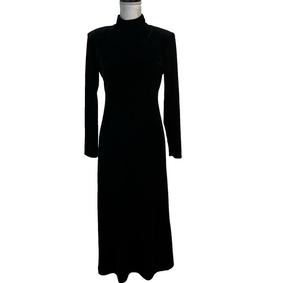 K.C. Spencer New York Dress Women's Petite Size 6 Black Velour Vintage Evening - Picture 1 of 8